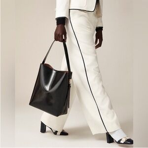 NEW J. CREW Edie bucket bag in black Italian leather $268 CB969 work bag office